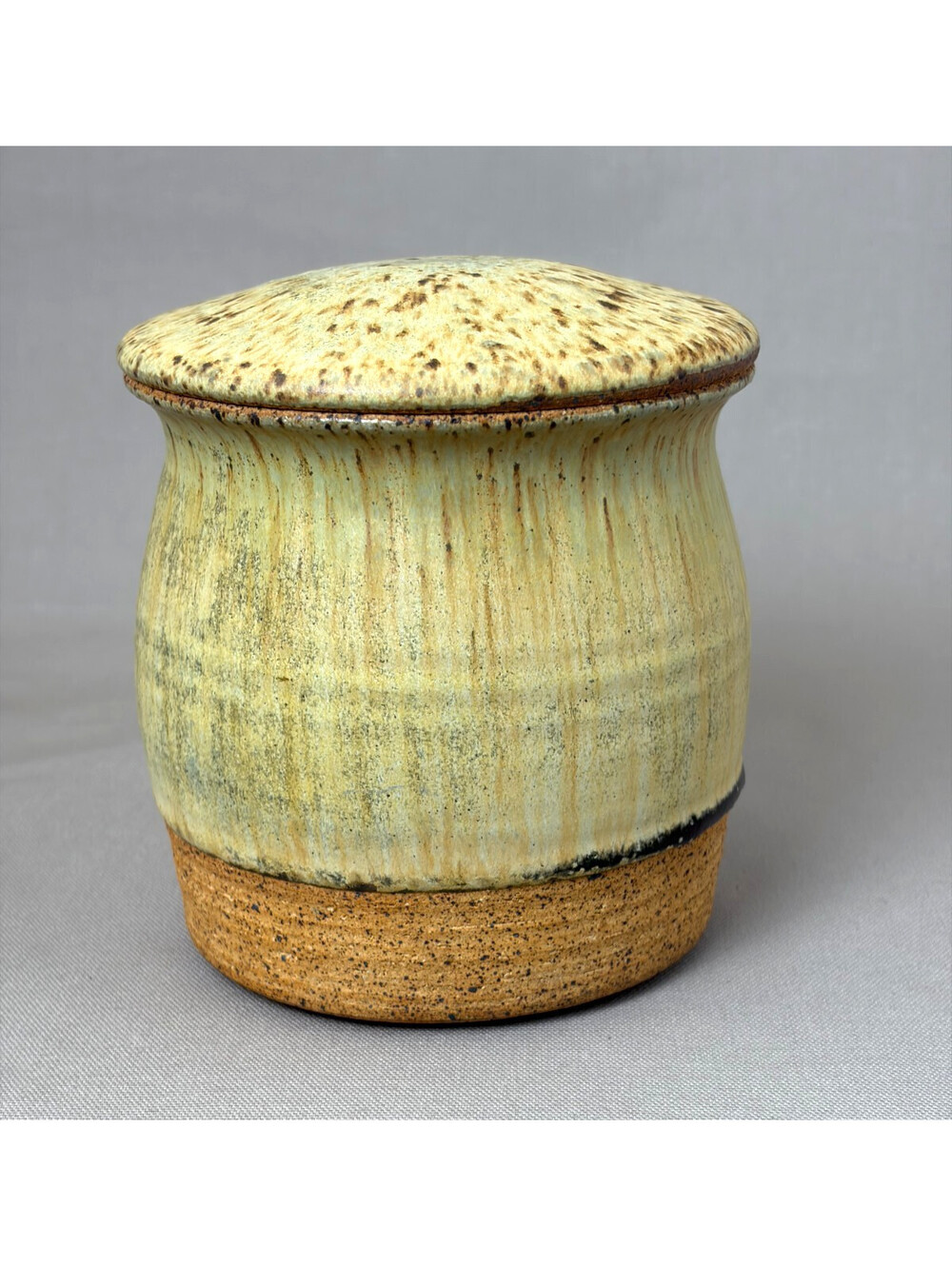 Vintage Studio Art Pottery Lidded Jar Signed Stoneware Canister Crock Earthy 5
